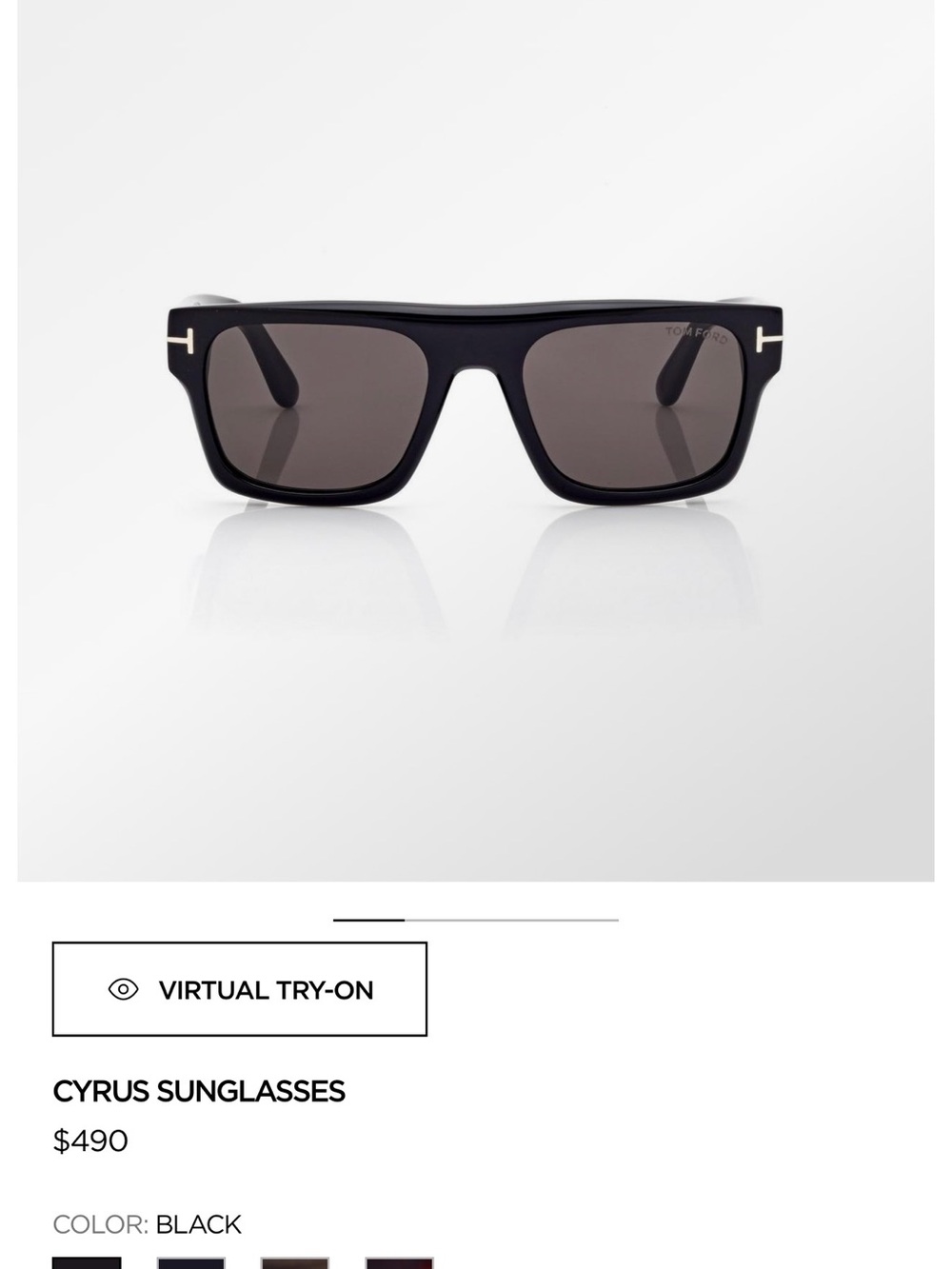 Tom Ford Black Rectangular Sunglasses with Smoke Lenses